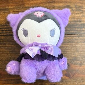 Adorable Purple Hello Kitty Kuromi Plush Toy with Bow